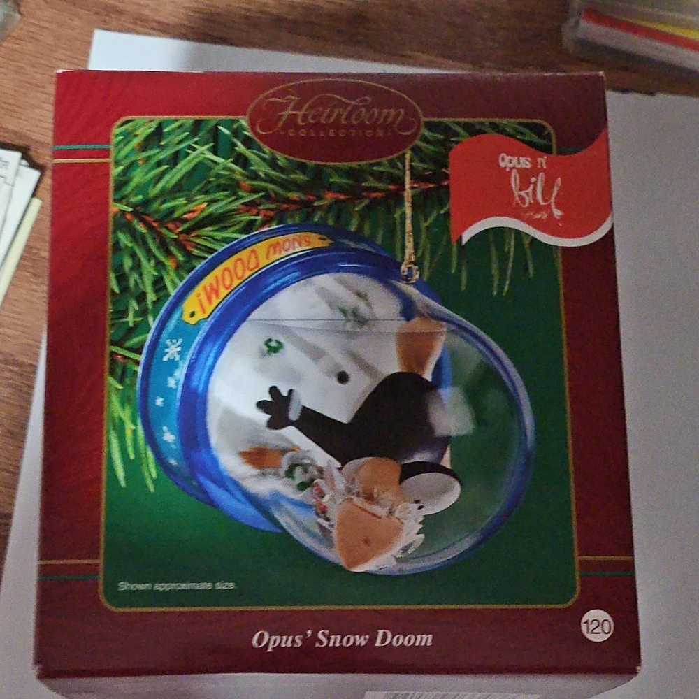 Carlton Cards Opus Snow Dome Ornament - Blue and Green